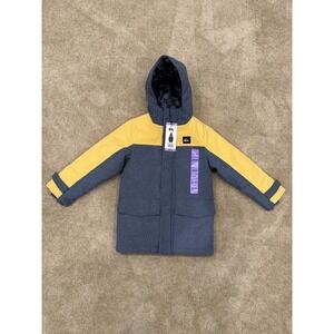 Quicksilver Youth Boys Hooded Parka Blue/Yellow Size XS 5/6 New With Tags